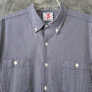 Son Of‎ The Cheese Big BD Shirt Men's Large Blue White Stripe Seersucker Japan